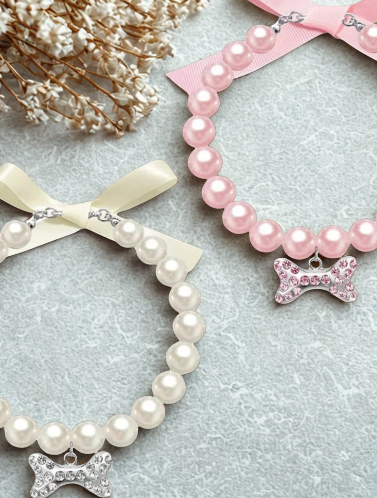 Collar de perlas dije en hueso