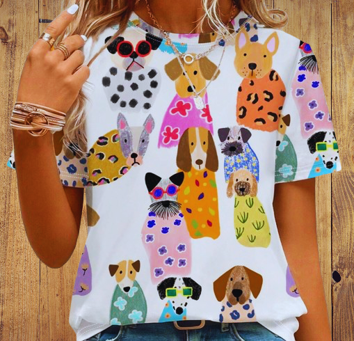 Blusa con perros de colores